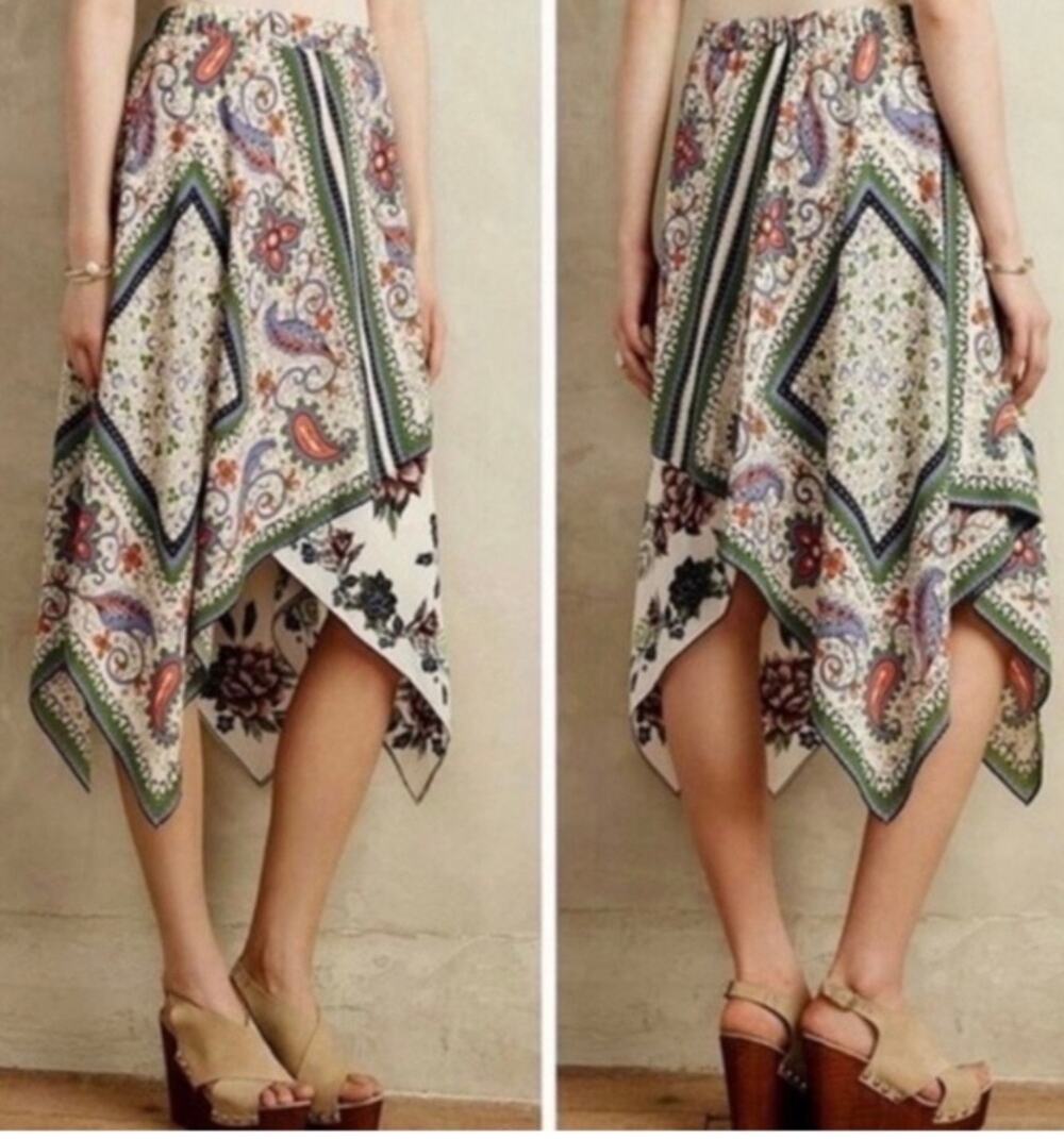 MAEVE by Anthropologie handkerchief hem Draped Scarf Skirt Boho Size 4